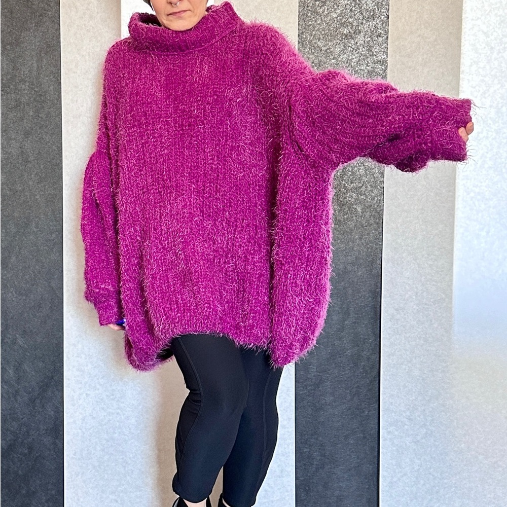 Free People Oversized Chenille Turtle Neck sweater sz SM - Picture 2 of 8